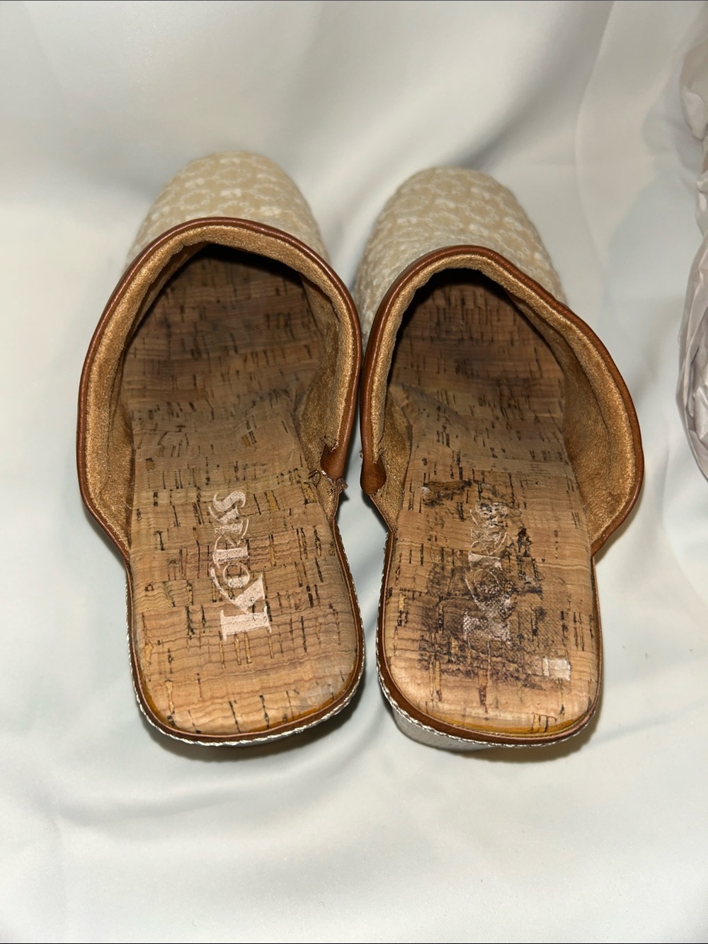 Korks Lori Congo Embroidered Boho Cottage Chunky Faux Wood Heeled Clog Mules 9 - Picture 9 of 15